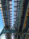 View from below an elevated train trestle in the Bronx, New York City Royalty Free Stock Photo