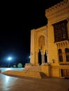 Low angle view of illuminated mosque in Constantin.Algeria Royalty Free Stock Photo