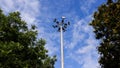 View of below High Mast lighting pole isolated in outdoor