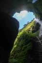 View from below the Madakaripura Waterfall, Indonesia Royalty Free Stock Photo