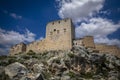 View from below of the medieval and renaissance castle of Los Velez in the town of Mula, Murcia, Spain Royalty Free Stock Photo