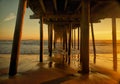 View from below Nags Head Fishing Pier at Sunrise Royalty Free Stock Photo