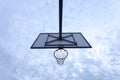 view from below of an outdoors basketball hoop Royalty Free Stock Photo