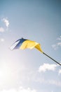 View from below of peacefully waving Flag of Ukraine