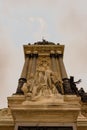 View from below to the Monument to Alfonso XII in the Parque de el Retiro, Madrid. Travel concept Royalty Free Stock Photo