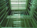 View of below the transparent roof inside building include glass window, steel and Aluminum alloy-Interior design and Royalty Free Stock Photo