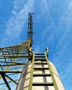 Electricity pylon from below perspective Royalty Free Stock Photo