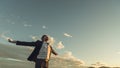 Young businessman relaxing under evening sky Royalty Free Stock Photo