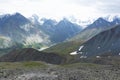 View of Belukha Mount and Lake Akkem from the Kara-Turek Pass, Altai Mountains, Russia Royalty Free Stock Photo