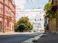 View on the Belvarosi bridge with the traffic in Szeged, Hungary on a sunny day