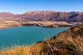 View from Ben Ohau, hiking Ben Ohau, Lake Ohau in the background with Ben Ohau range, New Zealand