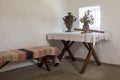 View on the bench - bed in the cottage in a museum in memory of the great Russian poet of stay MY L