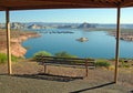 View bench overlooking part of Lake Powell.