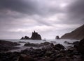 View of Benijo beach on cloudy evening, Tenerife