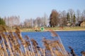 View from bent to beach with children playground Royalty Free Stock Photo