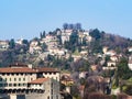 view of Bergamo city and Castello San Vigilio Royalty Free Stock Photo