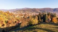 View of Bergamo vineyard, green field and blue sky Royalty Free Stock Photo