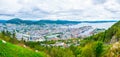 View on Bergen and harbor from the mountain floyen...IMAGE Royalty Free Stock Photo