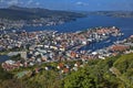 View of Bergen from the mountain Floyen in Norway Royalty Free Stock Photo