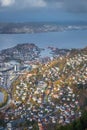 View of Bergen town seen from the summit of Mount Ulriken Royalty Free Stock Photo