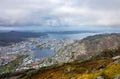 View of Bergen town seen from the summit of Mount Ulriken Royalty Free Stock Photo