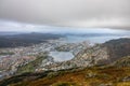 View of Bergen town seen from the summit of Mount Ulriken Royalty Free Stock Photo