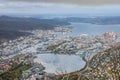 View of Bergen town seen from the summit of Mount Ulriken Royalty Free Stock Photo
