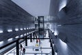 View of the Berlin subway station with people waiting for the train.