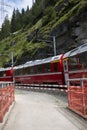 View of Bernina Express train passing by Royalty Free Stock Photo
