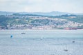 View from Berry Head of sailing boats in front of Preston Sands and Marine Parade on the seafront between Paignton and Torquay