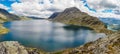 View Bessvatnet lake from the famous Besseggen hiking trail, Norway