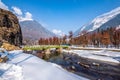 View of Betab Valley in winter season, near Pahalgam, Kashmir, India