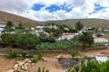 View at Betancuria on canry island Fuerteventura with white houses, palm trees and cactus Royalty Free Stock Photo