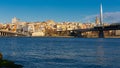 View of Beyoglu district and metro bridge across Golden Horn, Istanbul, Turkey Royalty Free Stock Photo