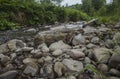 A view of Bieszczady Mountains, Poland, Europe - a stream and some stones. Royalty Free Stock Photo