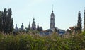 View of the big bell tower and Orthodox churches of the Kazan Monastery of the city of Tambov Royalty Free Stock Photo