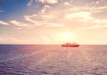 View on the big ferry in in the middle of the ocean Royalty Free Stock Photo