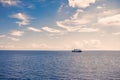 View on the big ferry in in the middle of the ocean Royalty Free Stock Photo
