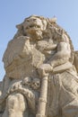 The sand sculpture exhibition held in Antalya Lara Beach. Royalty Free Stock Photo