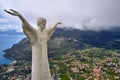 View at big statue in Maratea town in Italy