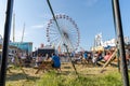 A view of the Big Wheel at The Hoppings funfair, fairground or showground in Newcastle upon Tyne UK