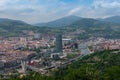 View of the Bilbao skyline and Nervion River, from Etxebarria Park Royalty Free Stock Photo