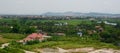 View of the Binh village with river, green grass, cloudy sky Royalty Free Stock Photo