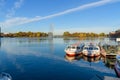 View of Binnenalster or Inner Alster Lake with Alster Fountains. Hamburg. Germany Royalty Free Stock Photo