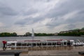 View of Binnenalster or Inner Alster Lake with Alster Fountains in Hamburg