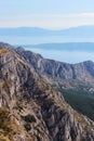 View from Biokovo mountain to Croatian islands and Adriatic sea Royalty Free Stock Photo