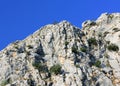 View on the Biokovo mountains taken from the historical tower in Omis, Croatia Royalty Free Stock Photo