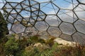 A view of a biome at the Eden Project in Cornwall, England. A maintenance platform is visible and the surrounding hillside is in Royalty Free Stock Photo