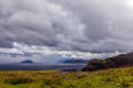 View from the bird cliffs on the ocean and clouds in Norway Royalty Free Stock Photo