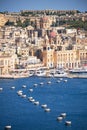 The view of Birgu peninsula from the bordering terrace of the Up